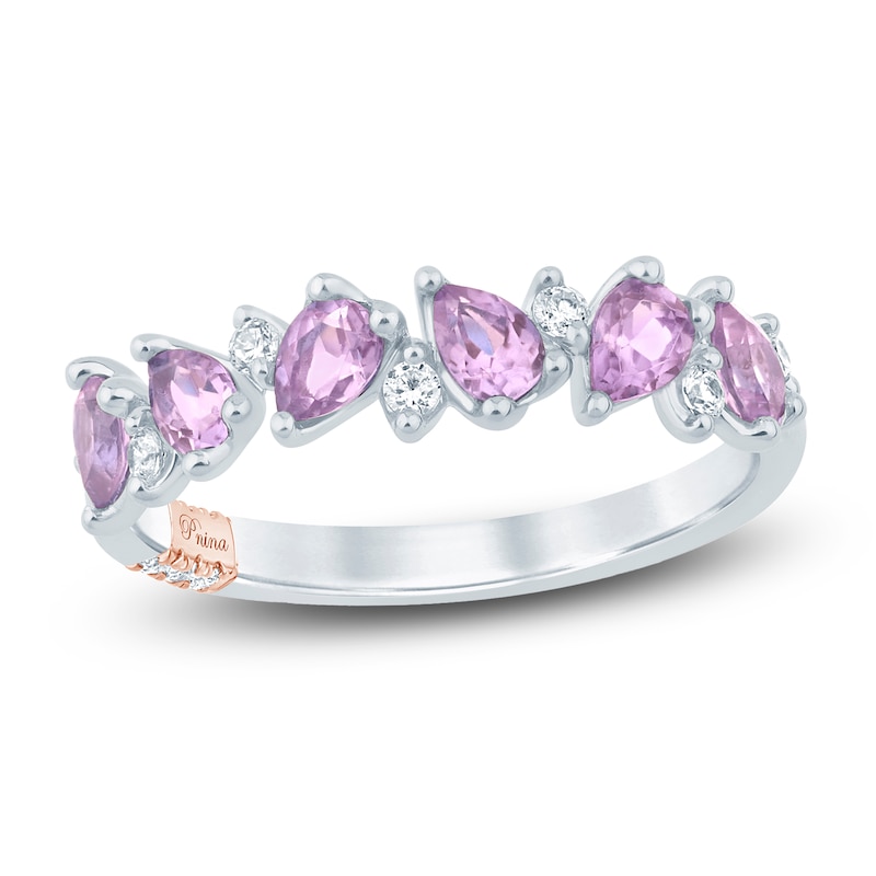 Main Image 1 of Previously Owned Pnina Tornai Pear-Shaped Natural Light Amethyst & Diamond Anniversary Ring 1/6 ct tw 14K White Gold