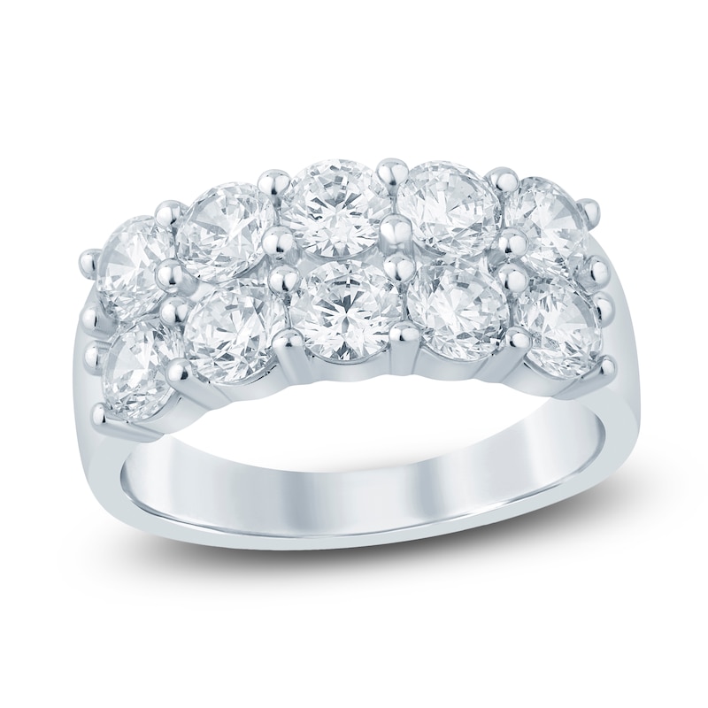 Main Image 1 of Previously Owned Lab-Grown Diamond Two-Row Anniversary Ring 2-1/2 ct tw 14K White Gold