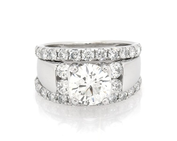 Previously Owned Round-Cut Diamond Bridal Set 2-3/4 ct tw 14K & 18K White Gold Size 5.25