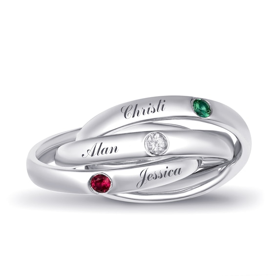 Birthstone Family & Mother's Ring (1-3 Stones and 2-3 Lines)
