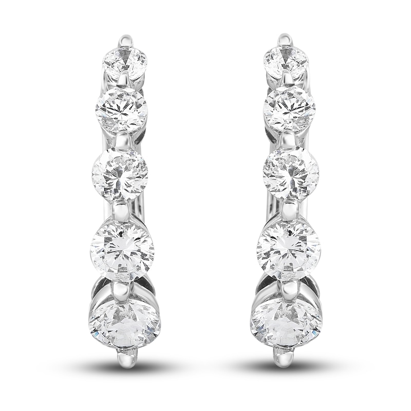 Diamond Huggie Earrings 2 ct tw Round 14K White Gold