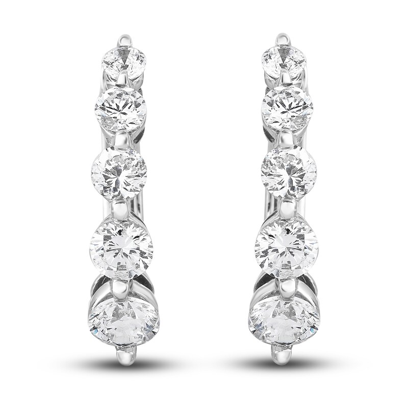 Diamond Huggie Earrings 2 ct tw Round 14K White Gold