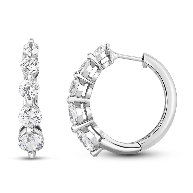 Diamond Huggie Earrings 2 ct tw Round 14K White Gold