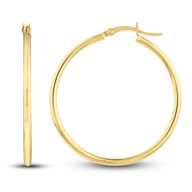 Main Image 2 of Polished Hoop Earrings 14K Yellow Gold 35mm