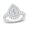 Thumbnail Image 1 of Diamond Double Halo Engagement Ring 1-1/2 ct tw Pear/Round 14K White Gold
