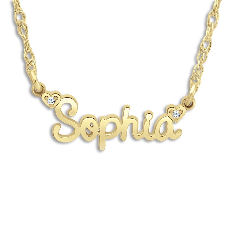 Main Image 1 of Personalized Name Necklace Diamond Accents 14K Yellow Gold 18"