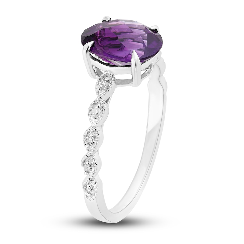 Main Image 2 of Natural Amethyst Engagement Ring 1/20 ct tw Diamonds 14K White Gold