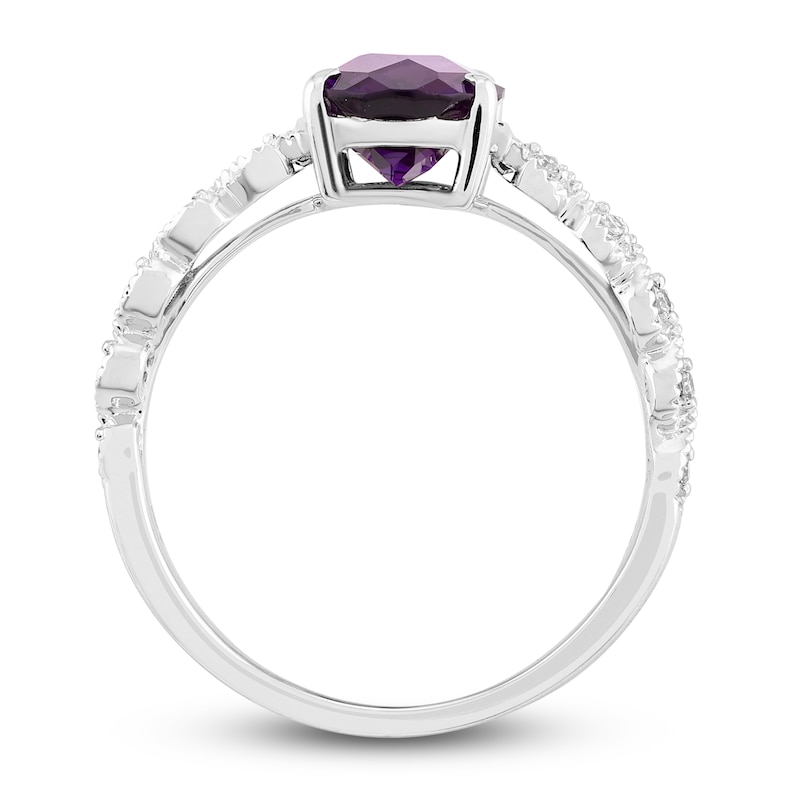 Main Image 3 of Natural Amethyst Engagement Ring 1/20 ct tw Diamonds 14K White Gold
