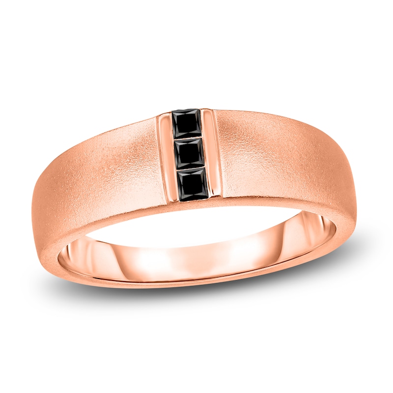Men's Black Diamond Anniversary Ring 1/4 ct tw Princess 14K Rose Gold