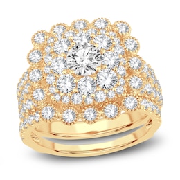 Diamond Bridal Set 3 ct tw Round 14K Yellow Gold