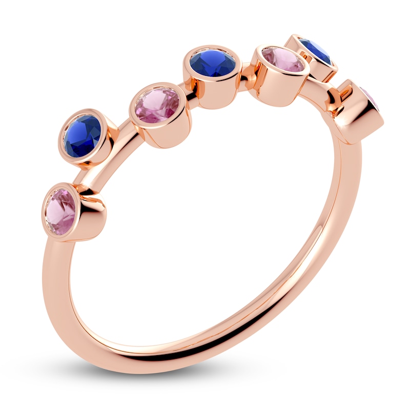 Main Image 2 of Juliette Maison Natural Pink Tourmaline & Natural Blue Sapphire Ring 10K Rose Gold