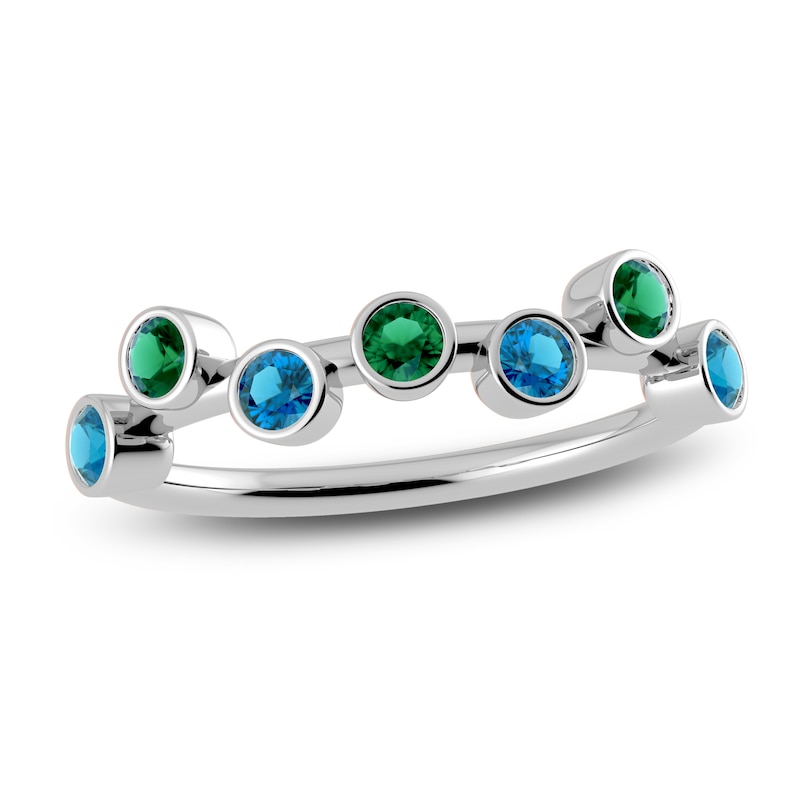 Main Image 1 of Juliette Maison Natural Emerald & Natural Blue Zircon Ring 10K White Gold