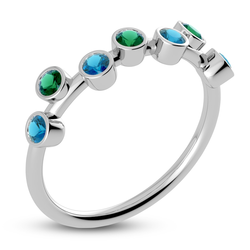 Main Image 2 of Juliette Maison Natural Emerald & Natural Blue Zircon Ring 10K White Gold