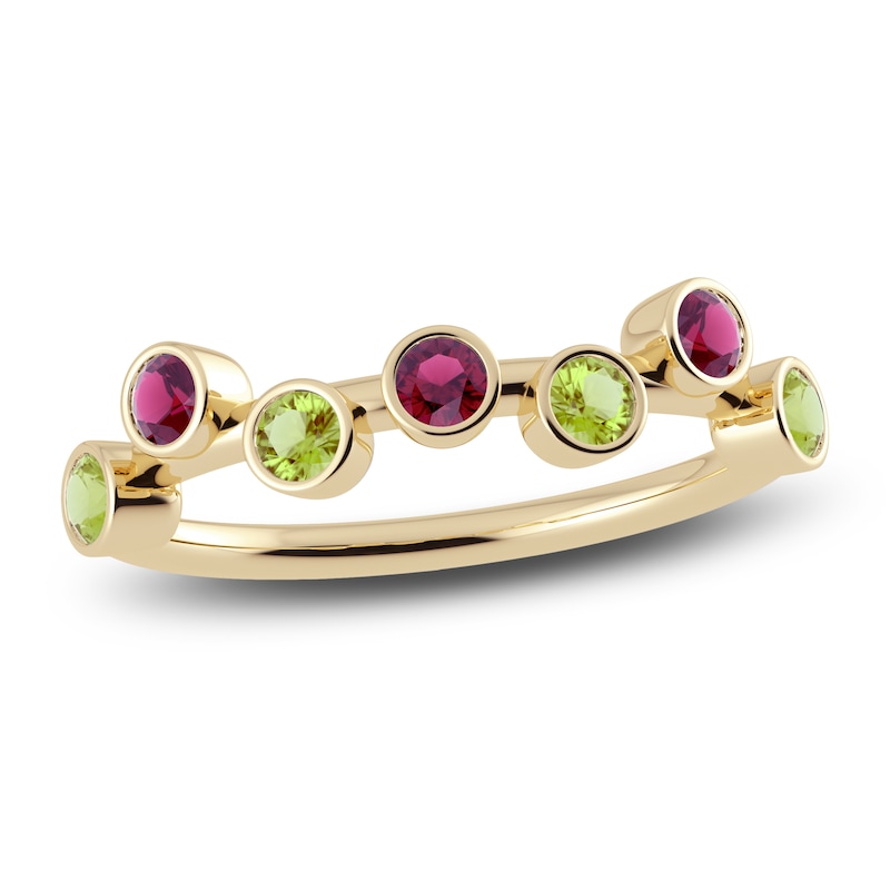 Main Image 1 of Juliette Maison Natural Peridot & Natural Rhodolite Garnet Ring 10K Yellow Gold