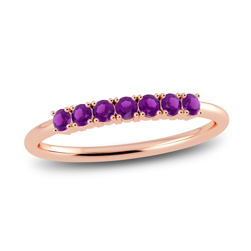 Main Image 1 of Juliette Maison Natural Amethyst Half Eternity Ring 10K Rose Gold