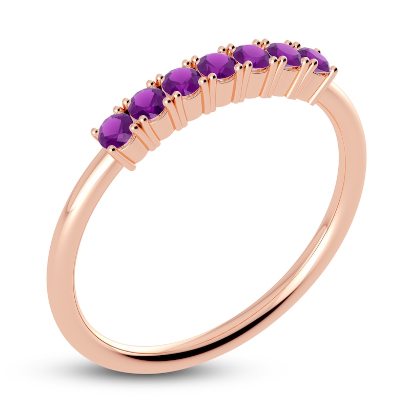 Main Image 2 of Juliette Maison Natural Amethyst Half Eternity Ring 10K Rose Gold