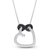 Thumbnail Image 1 of Black Diamond Heart Necklace 1/20 ct tw Round Sterling Silver 18"