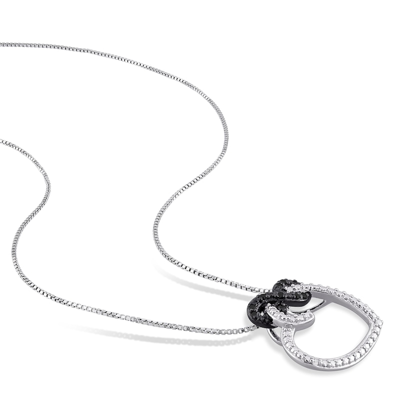 Main Image 2 of Black Diamond Heart Necklace 1/20 ct tw Round Sterling Silver 18"