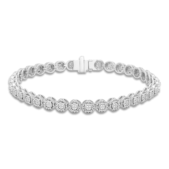 Diamond Tennis Bracelet 14 ct tw Round Sterling Silver 7