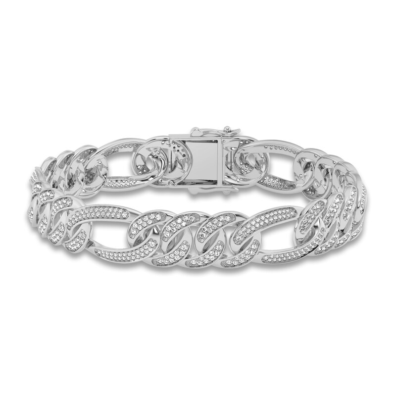 Men's Diamond Bracelet 3 ct tw Round 10K White Gold 8.5"