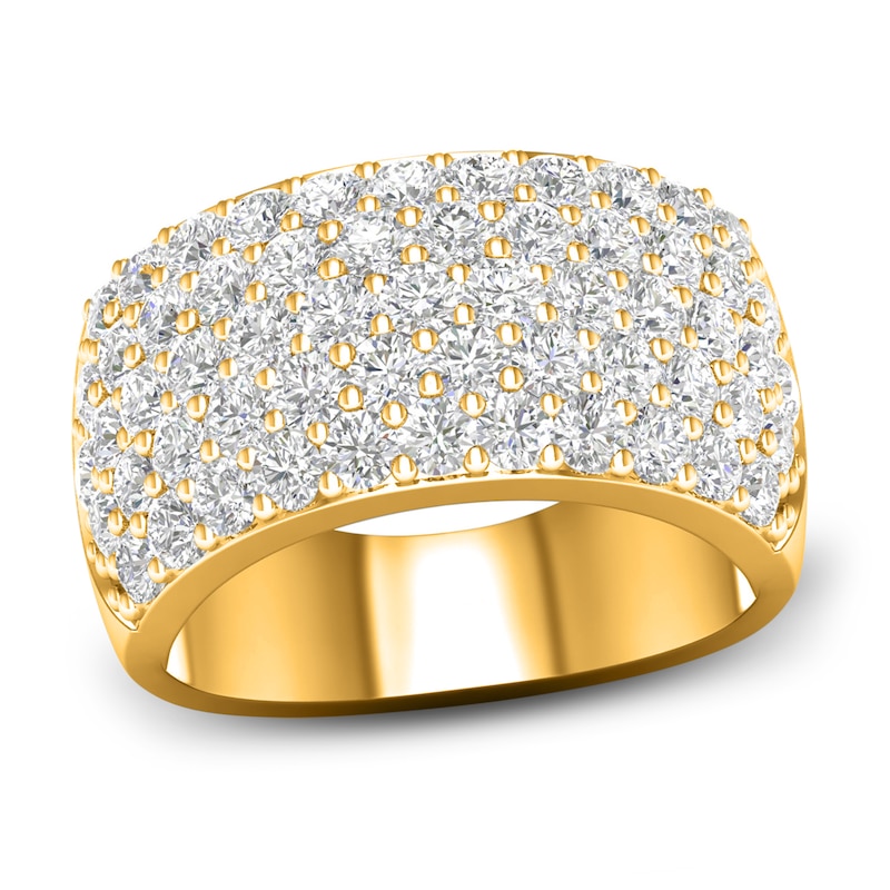Main Image 1 of Lab-Grown Diamond Pave Ring 3 ct tw Round 14K Yellow Gold