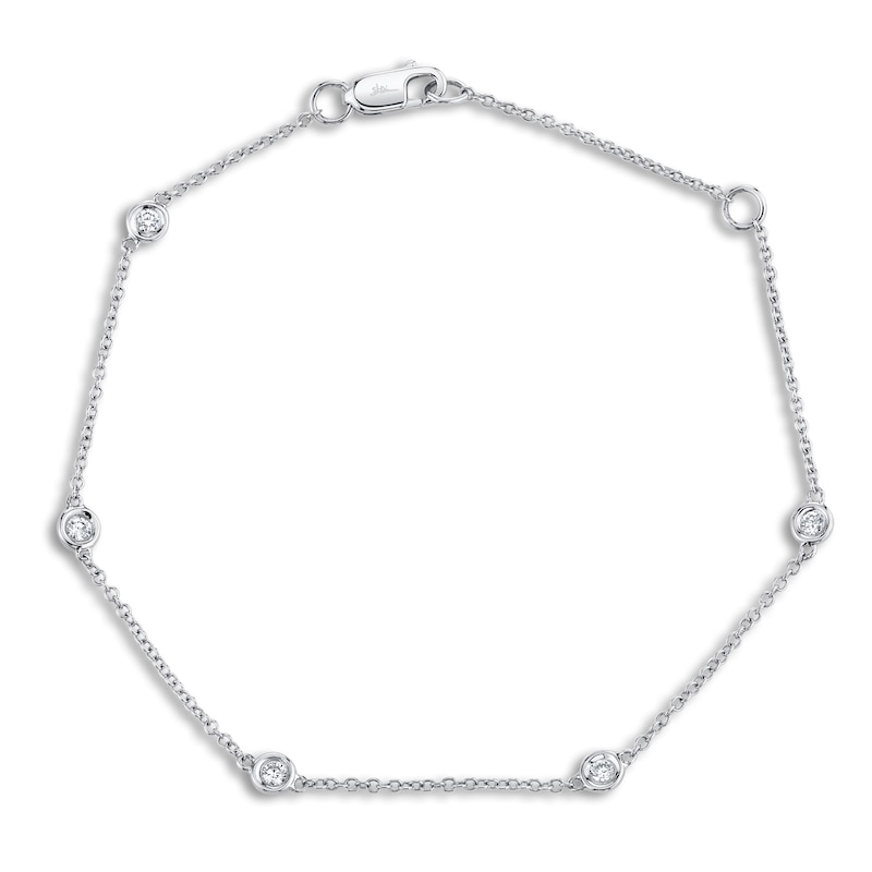 Main Image 1 of Shy Creation Diamond Station Bracelet 1/10 ct tw Round 14K White Gold 7" SC22003857