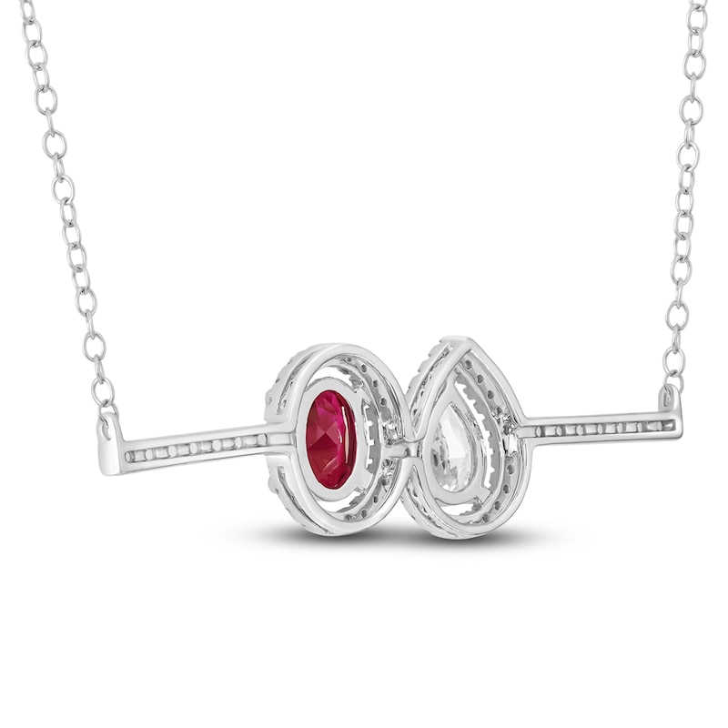 Main Image 2 of Lab-Created Ruby & White Lab-Created Sapphire Necklace 10K White Gold