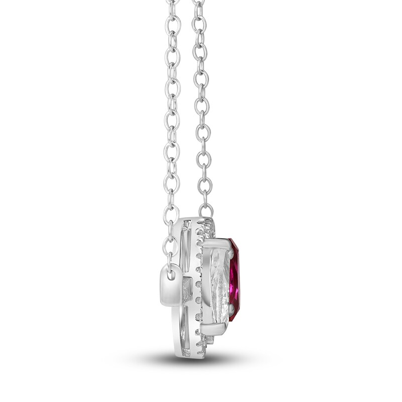Main Image 3 of Lab-Created Ruby & White Lab-Created Sapphire Necklace 10K White Gold