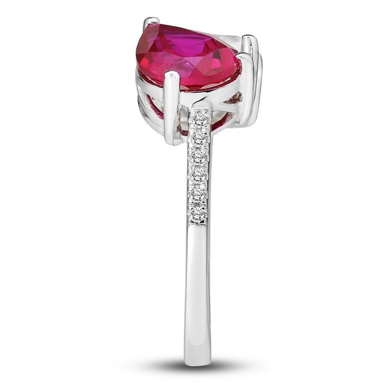 Main Image 4 of Lab-Created Ruby & White Lab-Created Sapphire Ring 10K White Gold