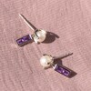 Thumbnail Image 5 of Juliette Maison Natural Blue Sapphire Baguette and Freshwater Cultured Pearl Earrings 10K White Gold