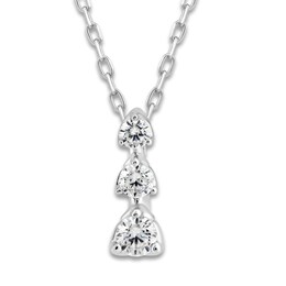 Diamond 3-Stone Pendant Necklace 1/5 ct tw Round 10K White Gold
