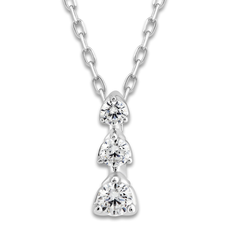Main Image 1 of Diamond 3-Stone Pendant Necklace 1/5 ct tw Round 10K White Gold