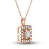 Thumbnail Image 2 of Diamond Halo Pendant Necklace 1/6 ct tw Princess/Round 10K Rose Gold