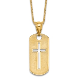 Cross Pendant Necklace 14K Yellow Gold 18"