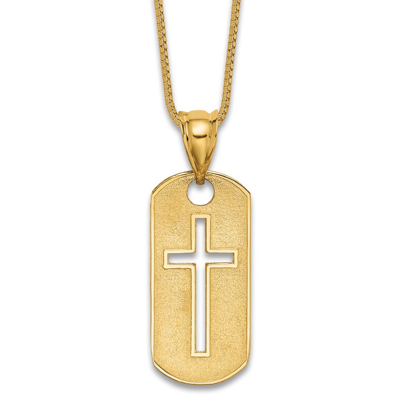 Main Image 1 of Cross Pendant Necklace 14K Yellow Gold 18"