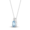Thumbnail Image 2 of Natural Blue Topaz & White Lab-Created Sapphire Pendant Necklace 10K White Gold 18"