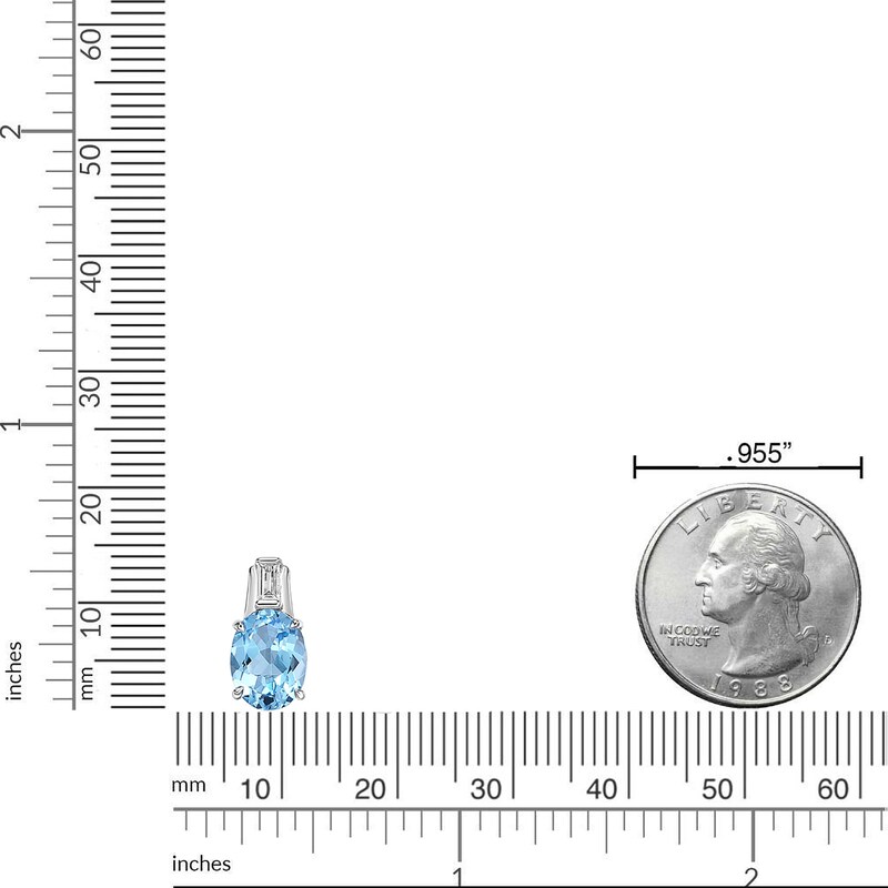 Main Image 4 of Natural Blue Topaz & White Lab-Created Sapphire Pendant Necklace 10K White Gold 18"