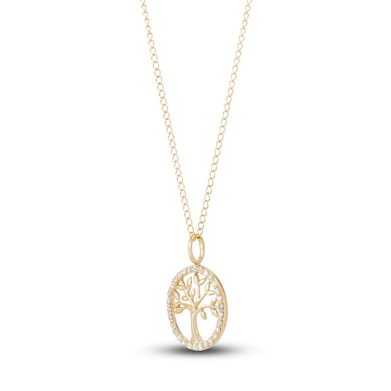Main Image 2 of Children's Diamond Family Tree Necklace 1/10 ct tw Round 14K Yellow Gold 13"
