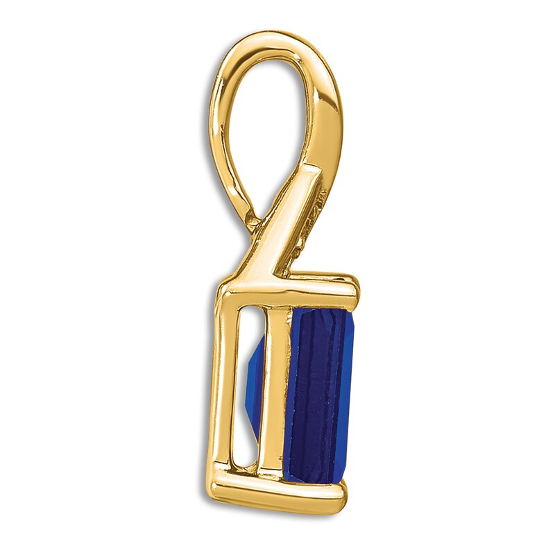 Natural Blue Sapphire Charm Diamond Accents 14K Yellow Gold