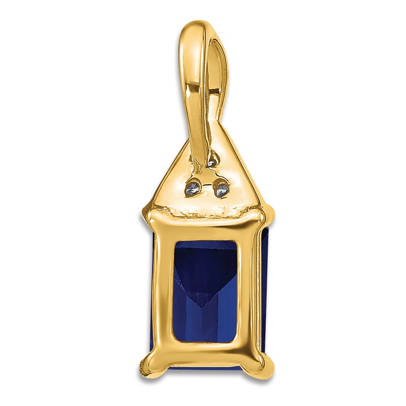 Natural Blue Sapphire Charm Diamond Accents 14K Yellow Gold