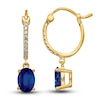 Thumbnail Image 0 of Natural Blue Sapphire Dangle Earrings 1/10 ct tw Diamonds 14K Yellow Gold