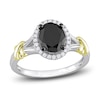 Thumbnail Image 1 of Y-Knot Black Diamond Ring 2-1/8 ct tw Oval/Round 14K Two-Tone Gold