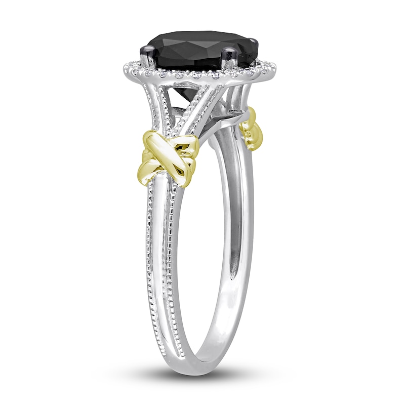 Main Image 2 of Y-Knot Black Diamond Ring 2-1/8 ct tw Oval/Round 14K Two-Tone Gold