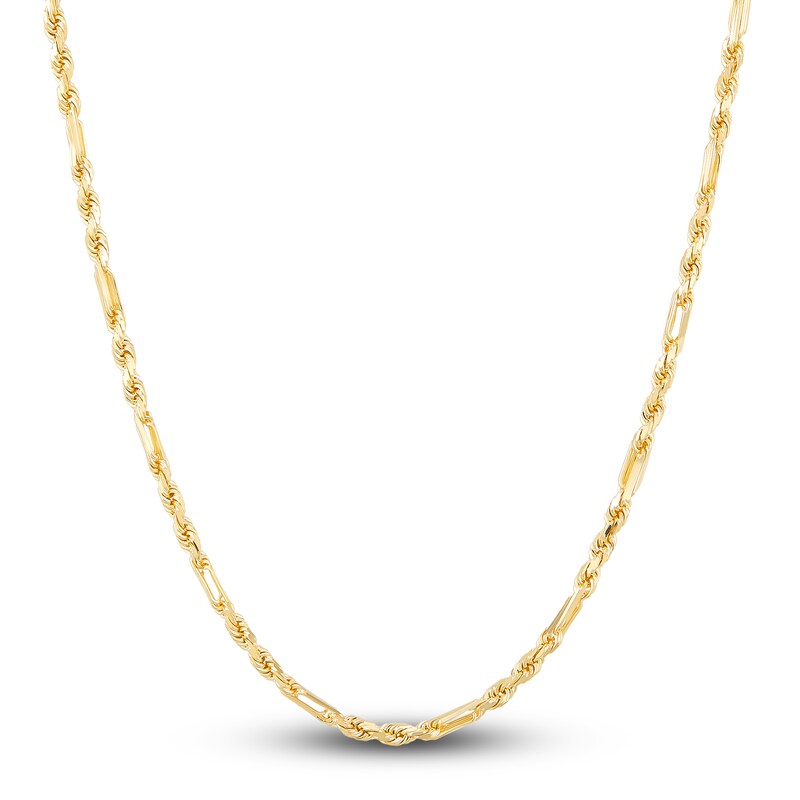 Main Image 1 of Hollow Rope Chain Necklace 14K Yellow Gold 22" 2.5mm