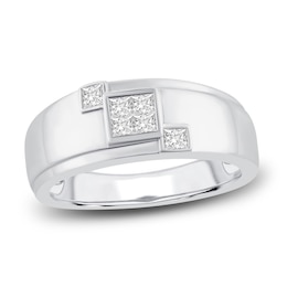 Men's Diamond Wedding Band 3/8 ct tw Square-cut 14K White Gold