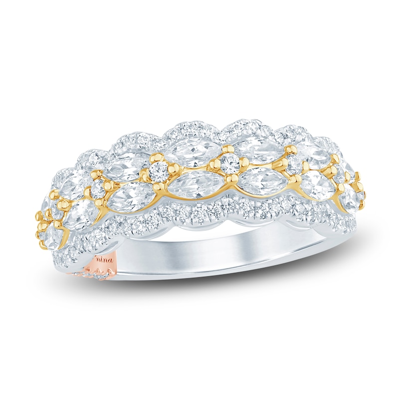Main Image 1 of Pnina Tornai Lab-Grown Diamond Anniversary Ring 1-1/2 ct tw Round/Marquise 14K Two-Tone Gold