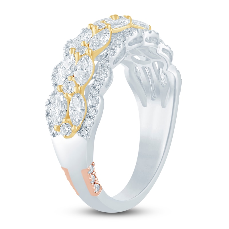 Pnina Tornai Lab-Created Diamond Anniversary Ring 1-1/2 ct tw Round/Marquise 14K Two-Tone Gold