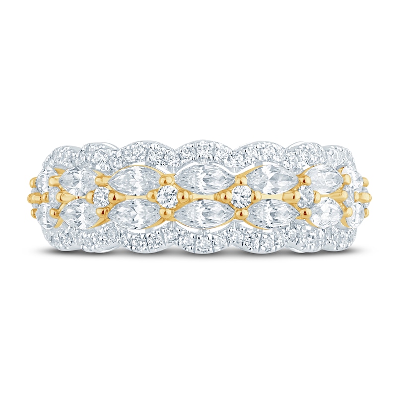 Pnina Tornai Lab-Created Diamond Anniversary Ring 1-1/2 ct tw Round/Marquise 14K Two-Tone Gold