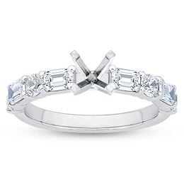 Diamond Engagement Ring Setting 1 ct tw Round/Emerald 18K White Gold