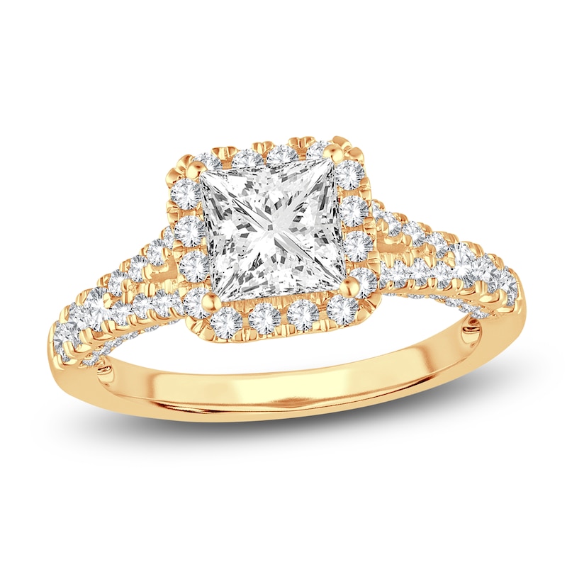 Main Image 1 of Diamond Engagement Ring 1-3/4 ct tw Princess/Round 14K Yellow Gold
